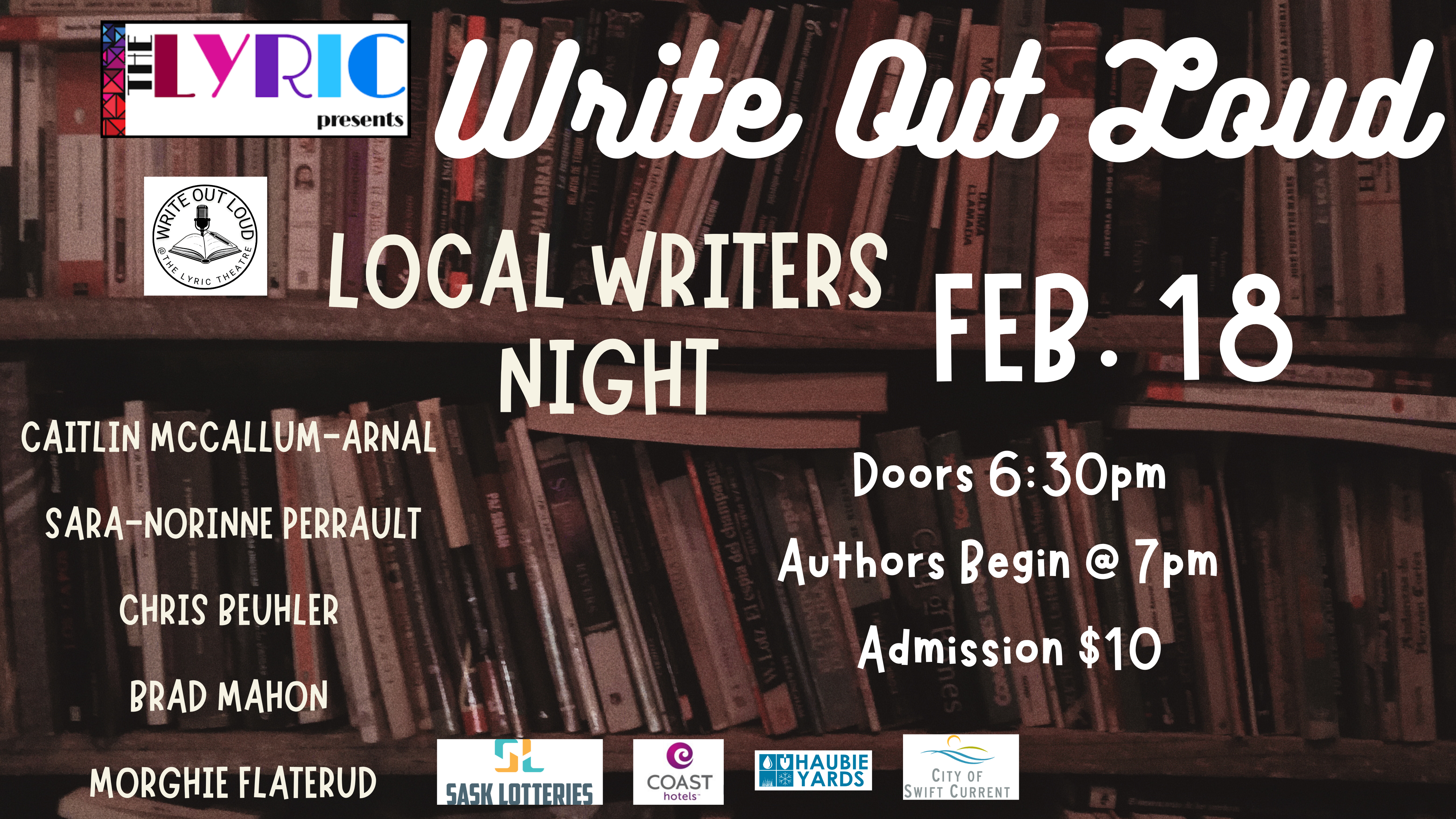 Write Out Loud Feb. 1826 Local Writers Night Website